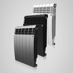 Pelēks Bimetāla radiators BiLiner 500/6 Fin Aluminium + tērauds Satin Silver cena un informācija | Apkures radiatori | 220.lv