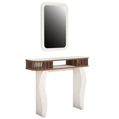 Galdiņa un spoguļu komplekts Kalune Design 845, balts/brūns cena un informācija | Kosmētikas galdiņi | 220.lv
