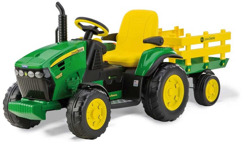 Mindful Pickering I'm proud Vienvietīgs bērnu elektriskais traktors Peg Perego John Deere Ground Force  with trailer 12V, zaļš cena | 220.lv