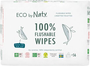 Mitrās salvetes Flushable Eco by Naty, 3x56 gab cena un informācija | Mitrās salvetes, vienreizlietojamie paladziņi | 220.lv