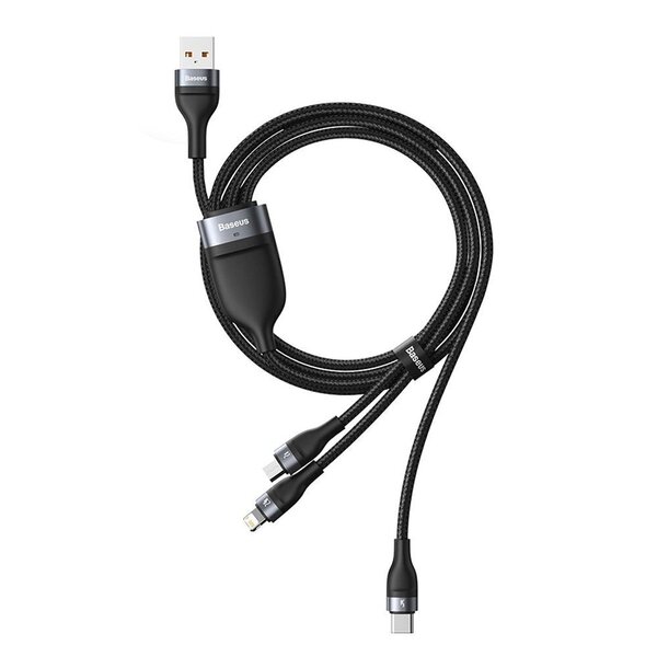 Baseus 3in1 USB - Lightning / USB Typ C / micro USB data charging cable 1,2 m 5 A 480 Mbps 40 W black and gray (CA1T3-G1)