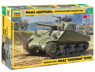Zvezda 3702 M4A2 Sherman 75mm 1/35 cena un informācija | Līmējamie modeļ | 220.lv