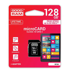 Atminas karte Goodram microSD 128Gb (class 10) + SD adapter cena un informācija | Atmiņas kartes mobilajiem telefoniem | 220.lv