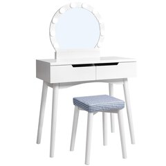 Tualetes galdiņš ar krēslu Songmics 80x130,5 cm, balts cena un informācija | Kosmētikas galdiņi | 220.lv