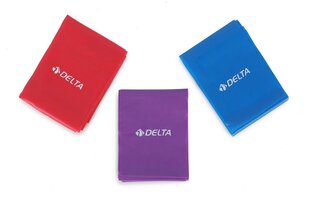 Pretestības gumiju komplekts Delta BFE240, 120 x 7.5 cm, 3 gab. cena un informācija | Fitnesa gumijas, gredzeni | 220.lv