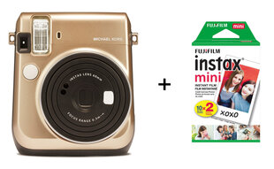 Fujifilm Instax Mini 70 (Gold) Michael Kors limited edition + FUJIFILM Instax Mini Film (Glossy) (Color) 20 cena un informācija | Momentfoto kameras | 220.lv