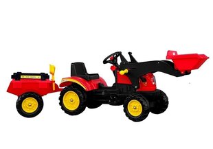Minams traktors ar piekabi un kausu Herman 165 cm, sarkans cena un informācija | Rotaļlietas zēniem | 220.lv
