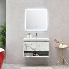 Vannas istabas mēbeļu komplekts NORE Marble, balts/pelēks cena un informācija | Vannas istabas mēbeļu komplekti | 220.lv
