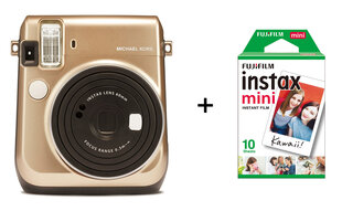 Fujifilm Instax Mini 70 (Gold) Michael Kors ierobežota tirāža + FUJIFILM Instax Mini Film (Glossy) (Color) 10 cena un informācija | Momentfoto kameras | 220.lv