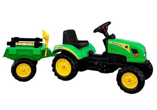 Педалями движимый трактор с прицепом Branson 135 см, зеленый цена и информация | Конструктор автомобилей игрушки для мальчиков | 220.lv