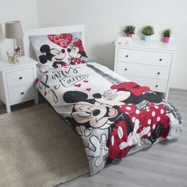 Gultas veļas komplekts Minnie & Mickey 140 x 200 cm + spilvendrāna 70 x 90 cm cena