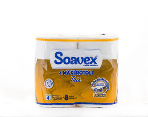 Tualetes papīrs SOAVEX Ttris, 3-slāņu, 4 ruļļi cena un informācija | Tualetes papīrs, papīra dvieļi | 220.lv