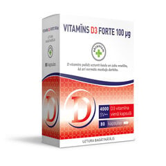 Uztura bagātinātājs, Akcentum, Vitamīns D3 Forte, 100mcg (4000SV) kaps. N80 cena un informācija | Vitamīni, preparāti, uztura bagātinātāji imunitātei | 220.lv