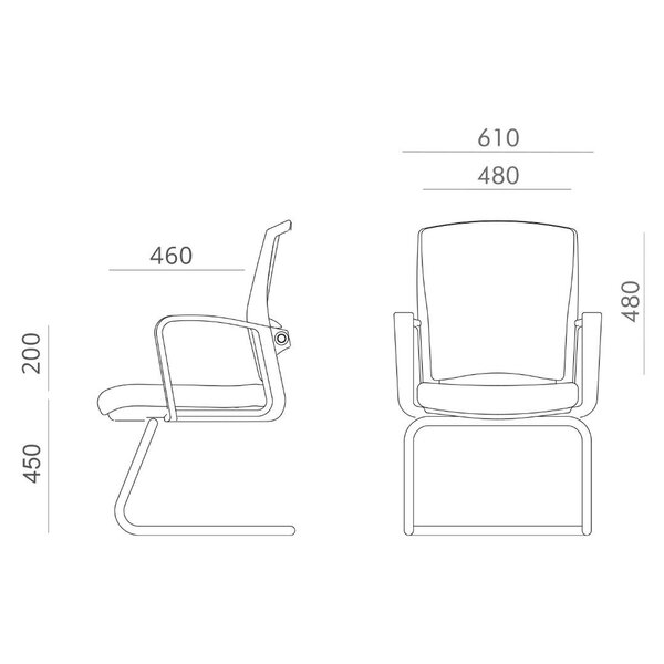 Apmeklētāja krēsls FULKRUM 61x57xH93cm, melns internetā