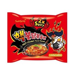 Korejiešu makaroni, īpaši pikanti Buldak Hot 2xSpicy Chicken Ramen, 140 g cena un informācija | Makaroni | 220.lv
