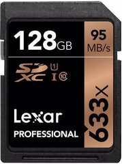 Lexar atmiņas karte SDXC 128GB Pro 633x U3 V30 95MB/s cena un informācija | Atmiņas kartes fotokamerām | 220.lv