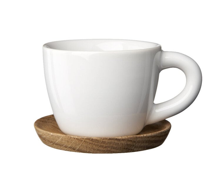 Rörstrand Höganäs Keramik espresso tasīte ar koka paliktni 10 cl, balta