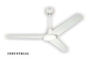 Griestu ventilators INDUSTRIAL Ø142 cm ar siens regu;atoru un tērauda spārniem, baltā krāsā cena un informācija | Griestu lampas-ventilatori | 220.lv