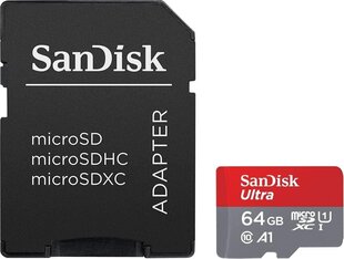 MEMORY MICRO SDXC 64GB UHS-I/W/A SDSQUA4-064G-GN6TA SANDISK cena un informācija | Atmiņas kartes mobilajiem telefoniem | 220.lv