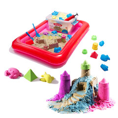 Kinētiskās smiltis kastē (2 kg) ar 16 veidnēm, zaļa cena un informācija | Attīstošās rotaļlietas | 220.lv
