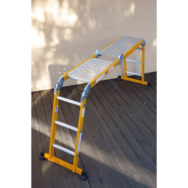 Multifunkcionālās kāpnes 3 x 4 pakāpieni - AM0312D Orange Color + platforma cena un informācija | Saliekamās kāpnes, celtniecības sastatnes | 220.lv