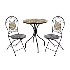Balkona komplekts MOROCCO galds un 2 krēsli (890897360), melnā krāsā cena un informācija | Dārza mēbeļu komplekti | 220.lv