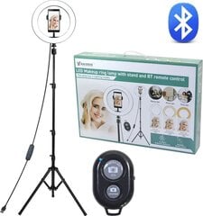 Apļveida lampa ar telefona statīvu, Bluetooth pults, grīdas versija Vakoss LDG331K cena un informācija | Apgaismojums fotografēšanai | 220.lv