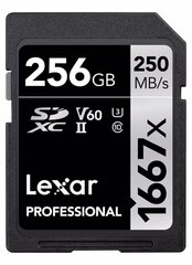 Lexar Pro 1667X SDXC UHS-II U3 (V60) R250/W120 256GB cena un informācija | Atmiņas kartes fotokamerām | 220.lv