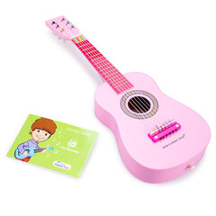 Koka ģitāra bērniem - Rozā, New Classic Toys 10345 cena un informācija | Attīstošās rotaļlietas | 220.lv