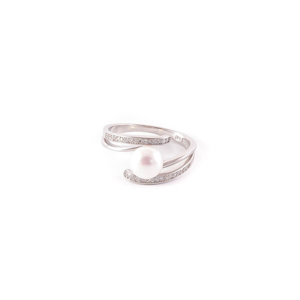 Sudraba gredzens ar balto pērli SGYS4-R367 SGYS4-R367