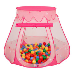 Selonis telts Pop Up ar plastmasas bumbiņām 105x90cm/100 bumbiņas, rozā cena un informācija | Bērnu rotaļu laukumi un mājiņas | 220.lv