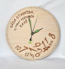 Koka sienas pulkstenis “Kavētāji” (LV) , 28 cm cena un informācija | Oriģināli pulksteņi | 220.lv