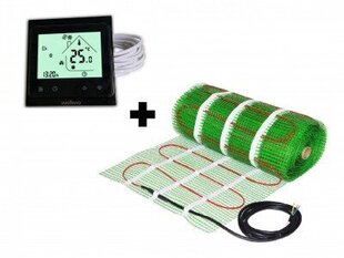 Grīdas apsildes tīkls Wellmo MAT + programmējams termostats Wellmo WTH-51.36 NEW Black cena un informācija | Siltās grīdas | 220.lv