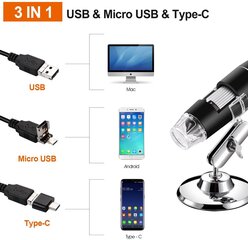 Digitālais mikroskops 1600X USB + telefona ligzda cena un informācija | Teleskopi un mikroskopi | 220.lv