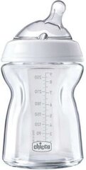 Stikla pudelīte ar silikona knupīti Chicco Natural Feeling, 0+ mēn., 250 ml cena un informācija | Bērnu pudelītes un to aksesuāri | 220.lv