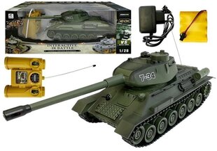 Tanks T-34 ar tālvadības pulti, 1:28 цена и информация | Конструктор автомобилей игрушки для мальчиков | 220.lv