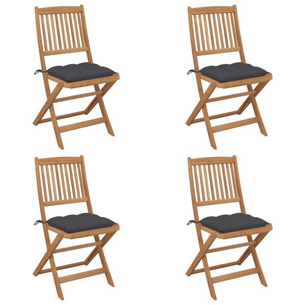 VidaXL saliekami krēsli ar matračiem, 4 gb., akācijas masīvkoks cena | 220.lv
