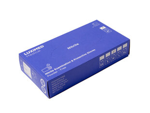 Nitrila cimdi Luximed M izmērs zilā krāsā 100 gab. kastītē cena un informācija | Darba cimdi | 220.lv