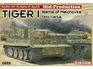 Dragon - Tiger I Mid-Production w/Zimmerit Otto Carius Battle of Malinava Village 1944, 1/35, 6888 cena un informācija | Konstruktori | 220.lv
