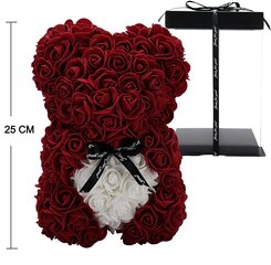 Rožu lācis 25cm (rose bear) cena un informācija | Mākslīgie ziedi | 220.lv