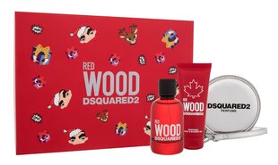 Komplekts sievietēm Dsquared2 Red Wood: tualetes ūdens EDT, 100 ml + dušas želeja, 100 ml + maks cena un informācija | Sieviešu smaržas | 220.lv