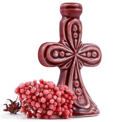 Svečturis keramikas-&quot;Lielais krusts&quot;, sarkans cena un informācija | Baznīcas sveces, svečturi | 220.lv