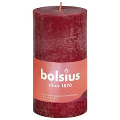 Bolsius cilindriskas sveces Shine, 8 gab., 100x50 mm, samta sarkanas cena un informācija | Sveces un svečturi | 220.lv