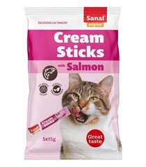 Sanal Cream Sticks with Salmon barības piedeva kaķiem 75g cena un informācija | Gardumi kaķiem | 220.lv