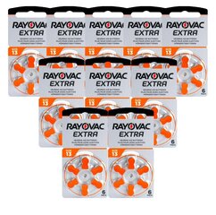 Rayovac Extra Advanced 13 elementi dzirdes aparātiem, 60 gab. cena un informācija | Baterijas | 220.lv
