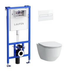 WC komplekts Laufen Pro New + LIS CW1 + Slim lēni nolaižam vāks + balta poga cena un informācija | Tualetes podi | 220.lv