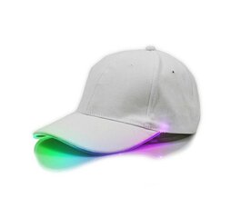 RGB LED beisbola cepure ar snīpi, balta cena un informācija | Oriģinālas cepures | 220.lv