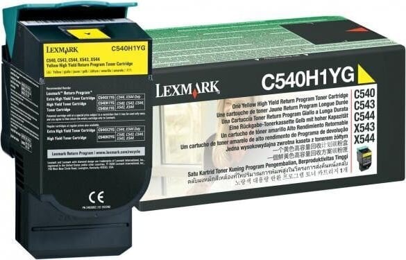 Printera kasetne Lexmark (C540H1YG) Return, dzeltena cena un informācija | Kārtridži lāzerprinteriem | 220.lv