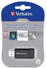 Verbatim PinStripe 16GB USB Drive cena un informācija | USB Atmiņas kartes | 220.lv