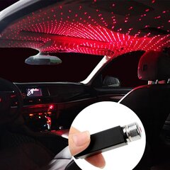 Zvaigžņu projektors mašīnai USB LED sarkanā krāsā dekoratīvā gaisma cena un informācija | Automašīnu spoguļi, restes, lukturi | 220.lv